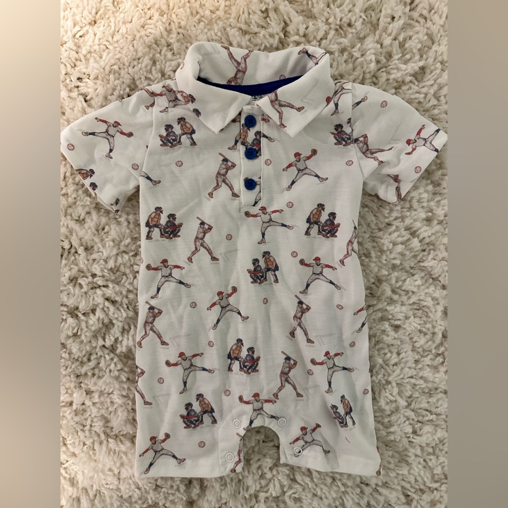 Baby boy baseball romper size 9m
